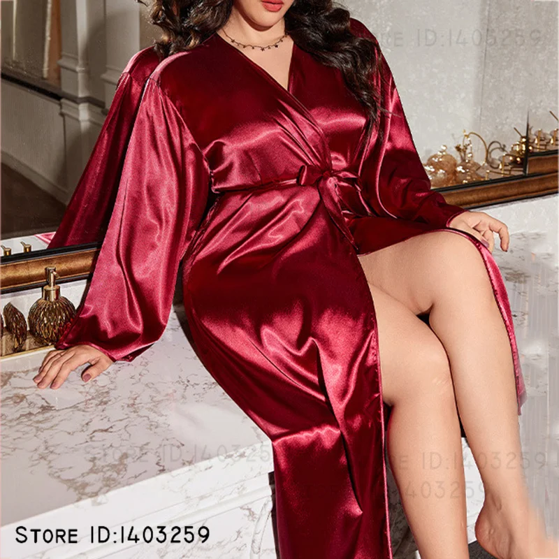 New Plus Size 5XL Satin Long R - Smart Home Plus 评论和价格