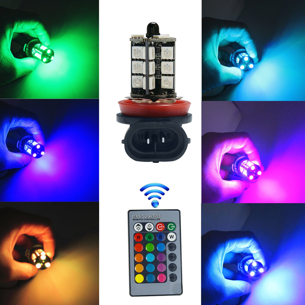 2x RGB H11 H9 H8 5050 27SMD Ca - Voice Control Light Bulb 评论和价格