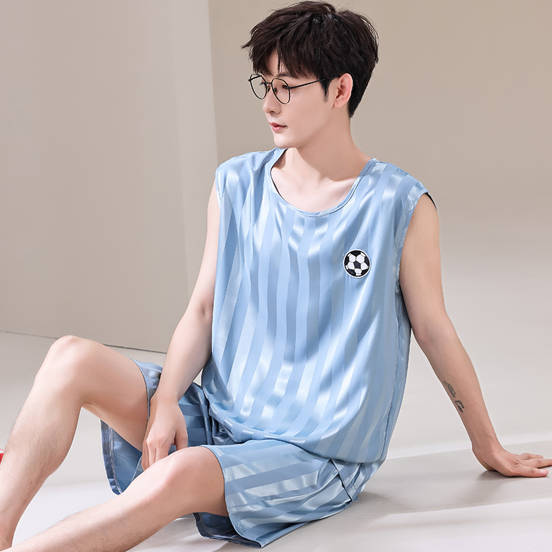 Summer Men Pyjamas Ice Silk Pa - Smart Home Plus 评论和价格