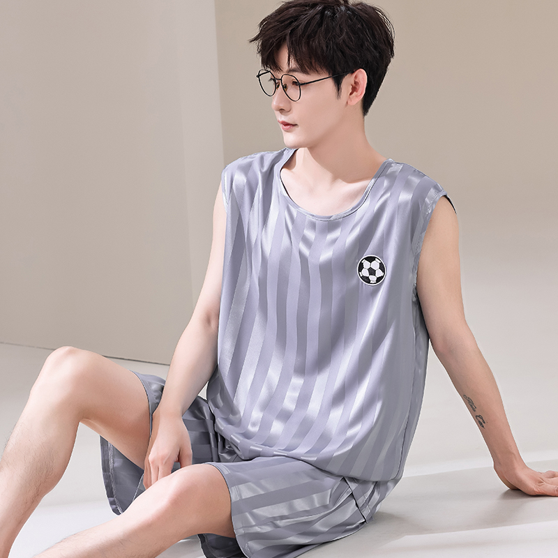 Summer Men Pyjamas Ice Silk Pa - Smart Home Plus 评论和价格