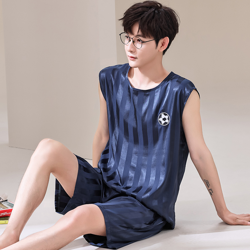Summer Men Pyjamas Ice Silk Pa - Smart Home Plus 评论和价格
