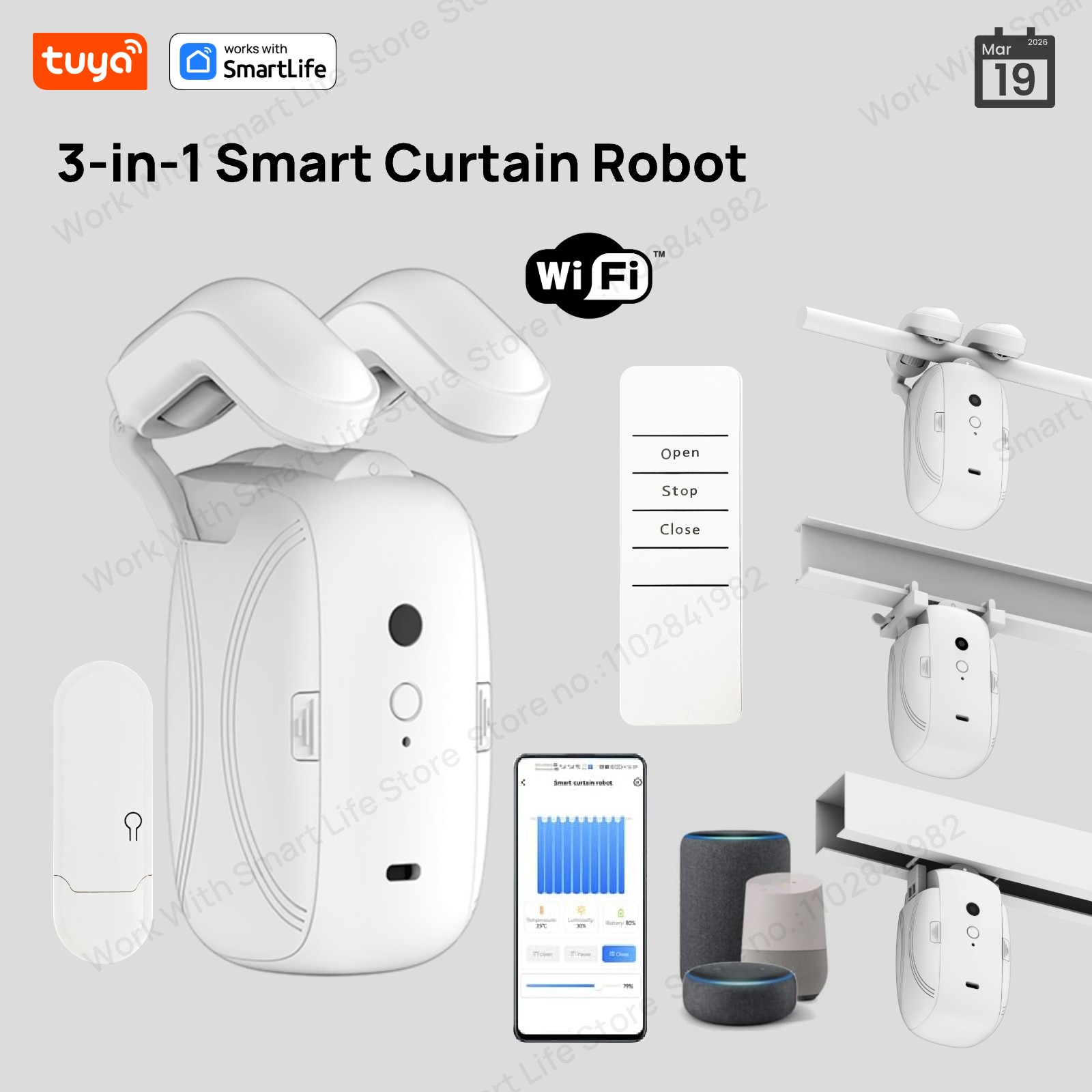 1/2PCS Tuya Smart WiFi Curtain - Smart Home Gira 评论和价格
