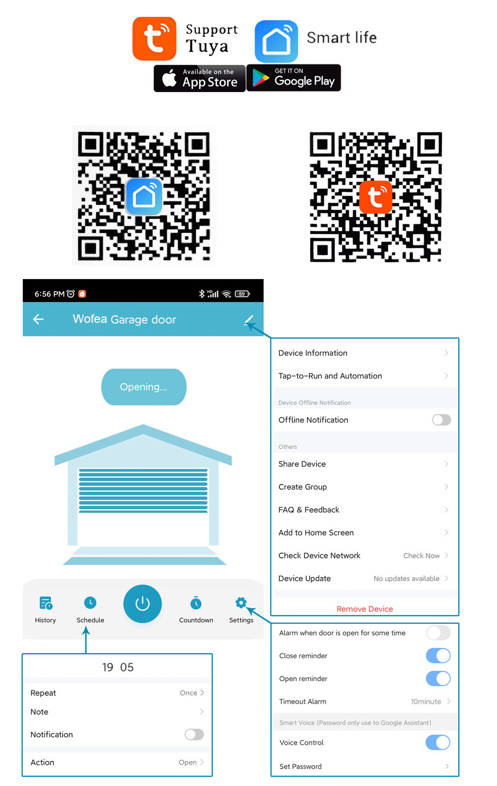 Wofea Tuya Smart WIFI 2.4G Gar - Smart Home Gira 评论和价格